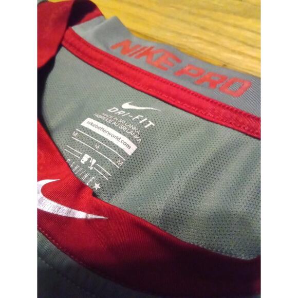 Nike Pro Combat Cincinnati Reds Short Sleeve T Shirt Dri Fit Gray Men's Medium - Picture 3 of 7